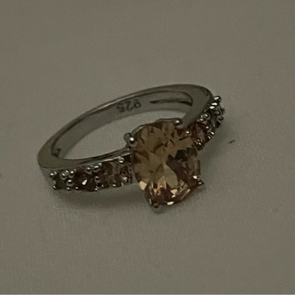 New S925 Sterling Silver Rare Golden Orange Topaz Oval Cut Luxurious Ring - Picture 11 of 16